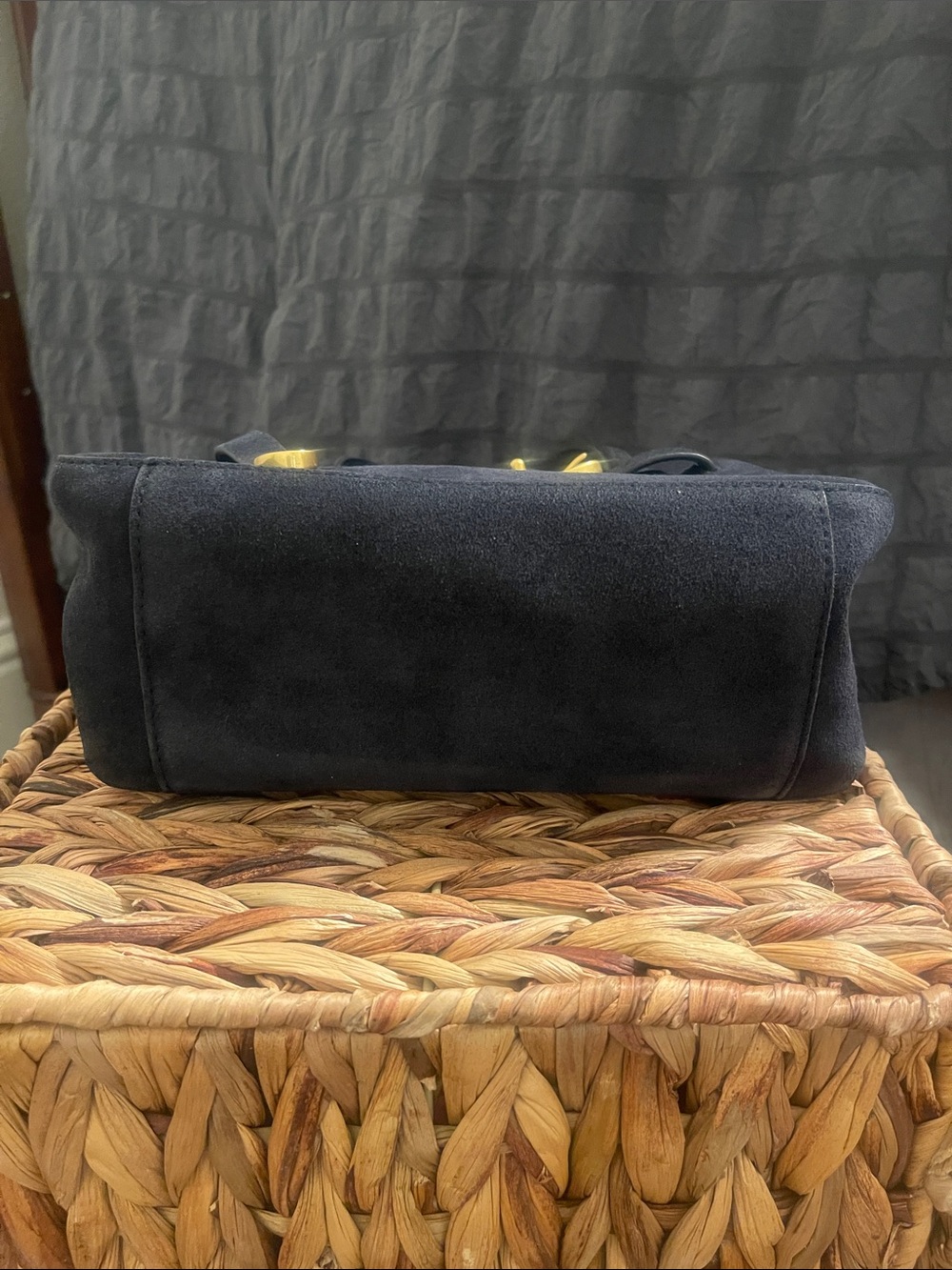 Madewell Navy Suede Mini Crossbody with Gold Hardware - Picture 15 of 16
